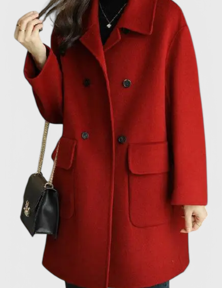 Camille Abrigo de Lana Clásico de Doble Botonadura