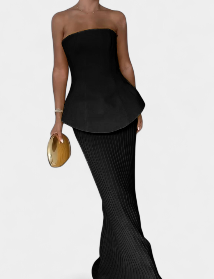 Clarita Conjunto de Dos Piezas Plisado Sin Tirantes