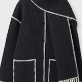 Abrigo con Bufanda de Flecos en Color Ciervo