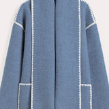 Abrigo con Bufanda de Flecos en Color Ciervo