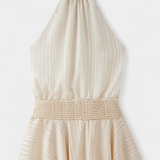 Azucena Vestido Mini con Espalda Abierta y Cintura Plisada