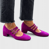 Evdokia Tacones con Múltiples Cinturones y Punta Cuadrada