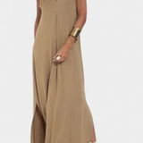 Felisa Vestido Maxi Sin Mangas en Color Liso y Silueta Elegante