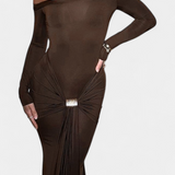 Vesna Vestido Cruzado de Un Hombro con Manga Larga