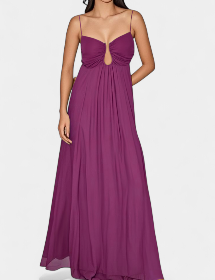 Elettra Vestido Maxi de Tirantes Finos y Drapeado Fluido