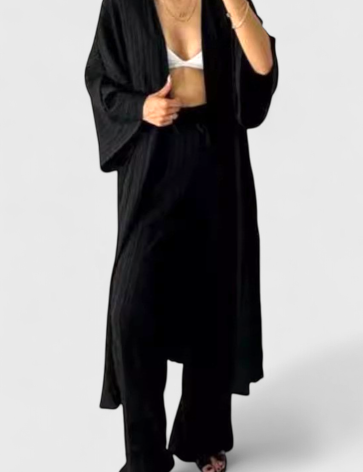 Caspian Conjunto Relajado de Dos Piezas con Kimono Largo