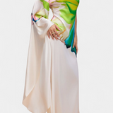 Beryl Vestido Largo Asimétrico de Una Sola Manga con Estampado Moderno