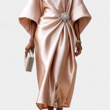 Ubelia Vestido Largo de Satén con Brillo Luxe