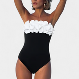 Ahria Conjunto de Bañador con Flores 3D y Falda Envolvente