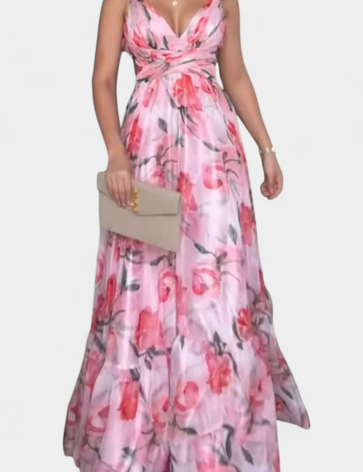 Shazia Vestido Largo Estampado Sin Espalda