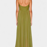 Elettra Vestido Maxi de Tirantes Finos y Drapeado Fluido