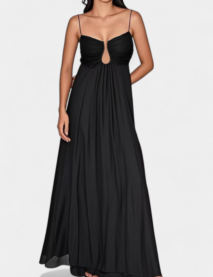 Elettra Vestido Maxi de Tirantes Finos y Drapeado Fluido