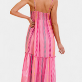 Asunción Vestido Largo Rosa de Rayas Multicolor