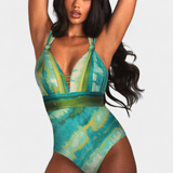 Ahria Bañador Entero Estampado con Escote en V y Cubresol
