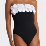 Ahria Conjunto de Bañador con Flores 3D y Falda Envolvente