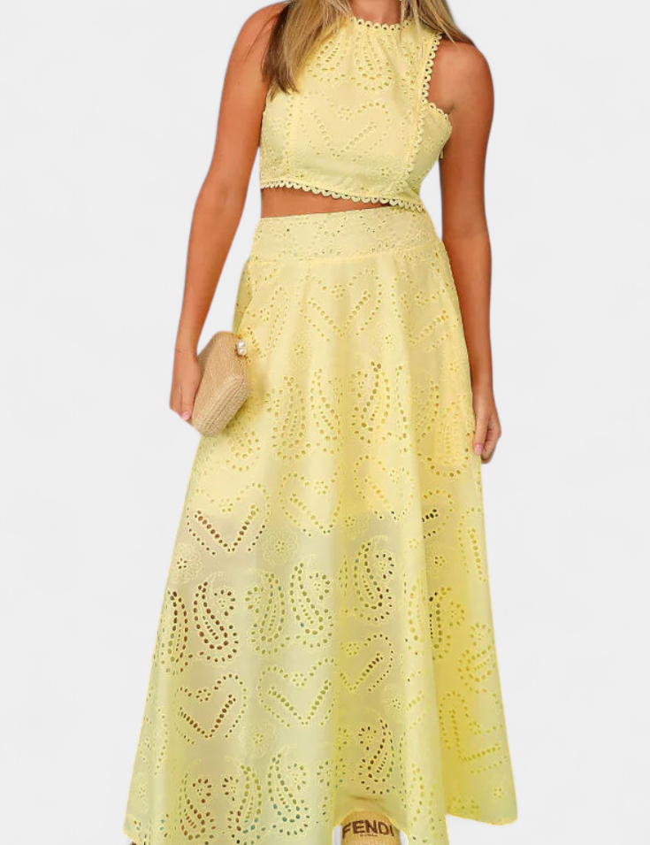 Danitza Conjunto Romántico de Encaje Floral Calado