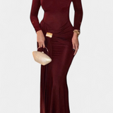 Vesna Vestido Cruzado de Un Hombro con Manga Larga