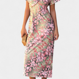 Triana Vestido con Estampado Abstracto y Escote en V