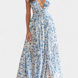 Zuleika Vestido de Chifón con Volantes y Aberturas Laterales