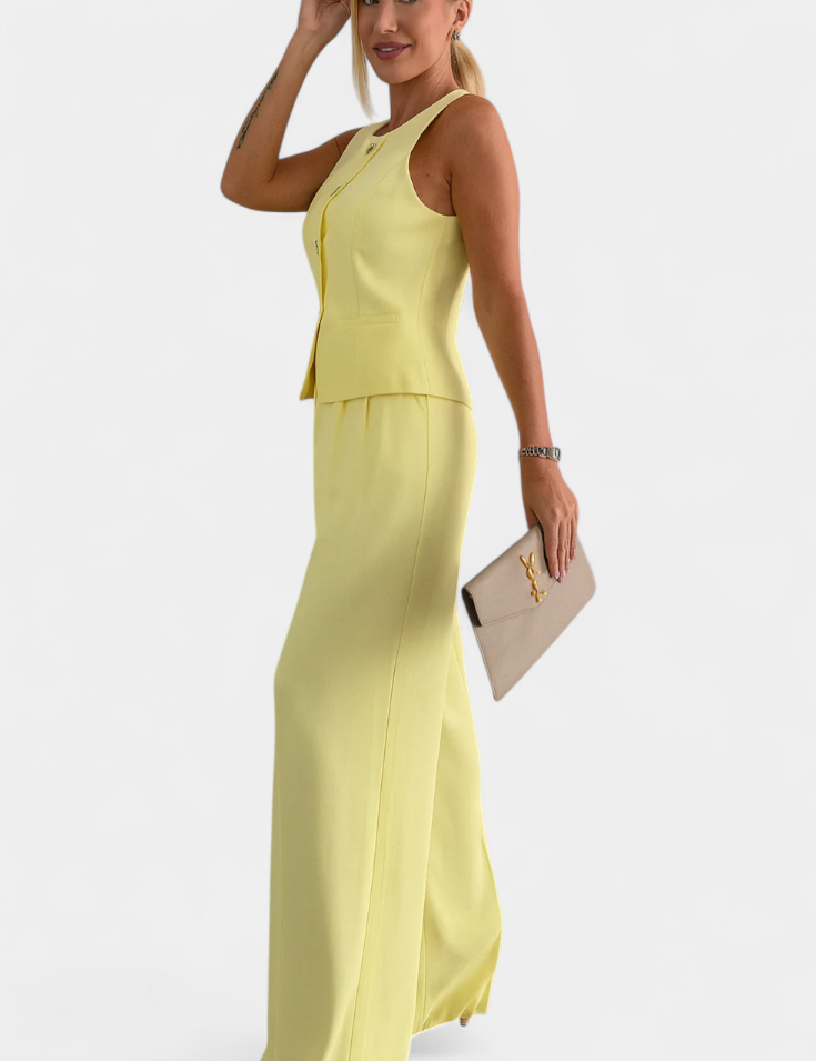 Paloma Conjunto Elegante de 2 Piezas con Blusa sin Mangas y Pantalón Fluido