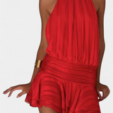 Azucena Vestido Mini con Espalda Abierta y Cintura Plisada