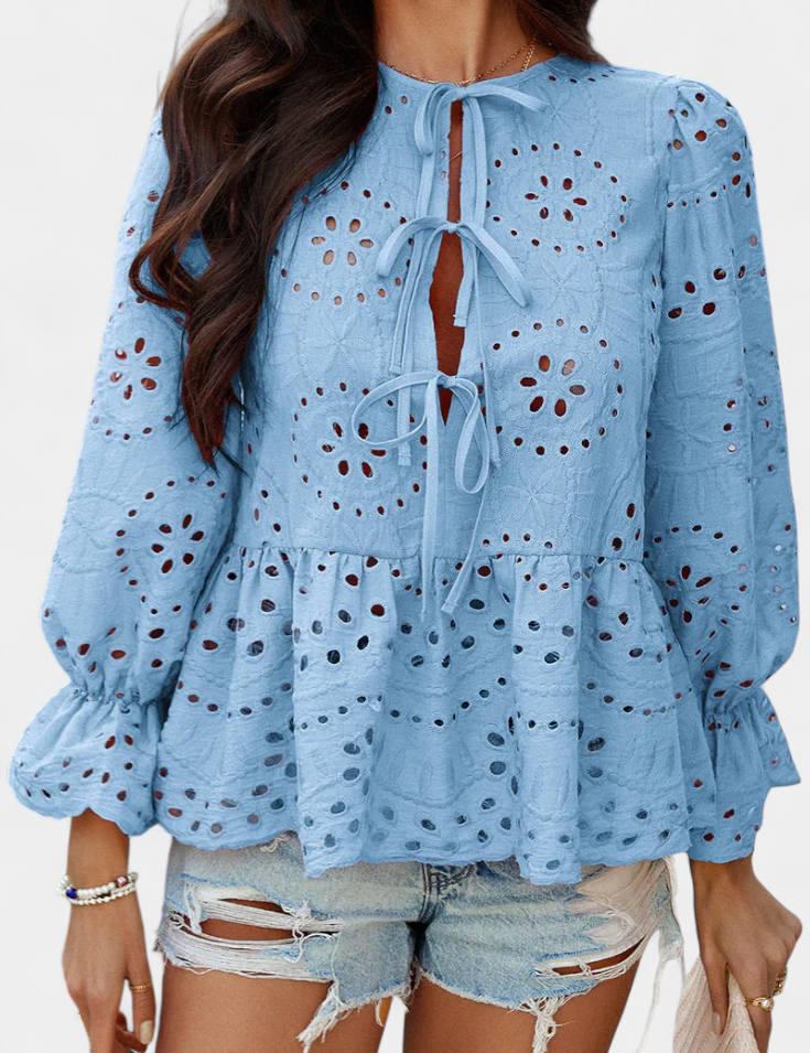 Kayden Top Bohemio de Encaje con Corte Fluido