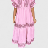 Allona Vestido Maxi Boho con Escote en V y Corte Relajado