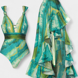 Ahria Bañador Entero Estampado con Escote en V y Cubresol