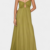 Elettra Vestido Maxi de Tirantes Finos y Drapeado Fluido