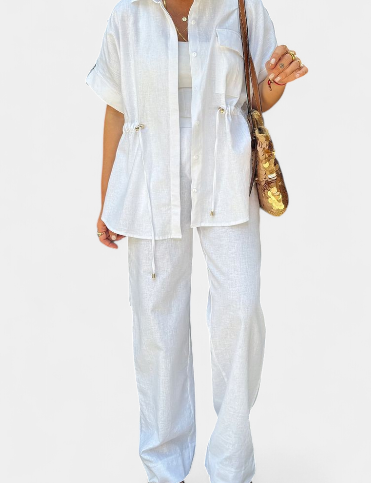 Lani Conjunto Relaxed de Camisa y Pantalones de Algodón y Lino