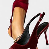 Candice Tacones Stiletto de Terciopelo con Patchwork