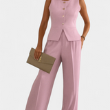 Paloma Conjunto Elegante de 2 Piezas con Blusa sin Mangas y Pantalón Fluido