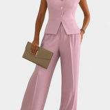 Paloma Conjunto Elegante de 2 Piezas con Blusa sin Mangas y Pantalón Fluido