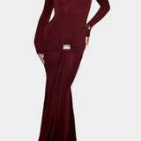 Vesna Vestido Cruzado de Un Hombro con Manga Larga