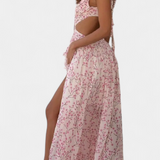 Zuleika Vestido de Chifón con Volantes y Aberturas Laterales