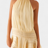 Azucena Vestido Mini con Espalda Abierta y Cintura Plisada