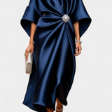 Ubelia Vestido Largo de Satén con Brillo Luxe