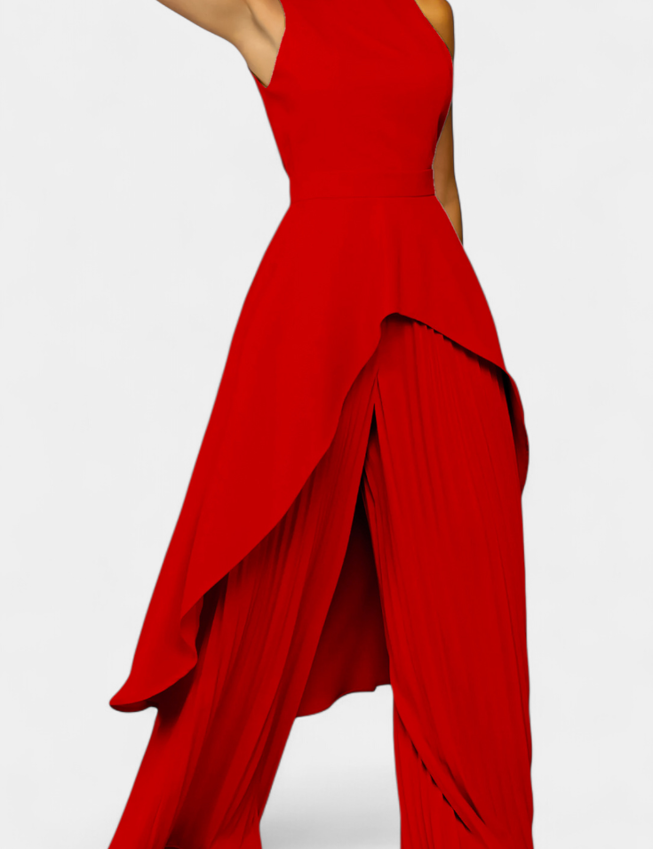 Chrysoula Conjunto Asimétrico con Pantalón Plisado