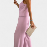 Paloma Conjunto Elegante de 2 Piezas con Blusa sin Mangas y Pantalón Fluido