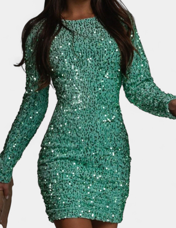 Adèle Vestido Largo de Fiesta con Espalda Descubierta y Brillo Invernal