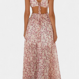 Zuleika Vestido de Chifón con Volantes y Aberturas Laterales