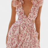 Zuleika Vestido de Chifón con Volantes y Aberturas Laterales