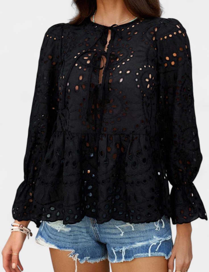 Kayden Top Bohemio de Encaje con Corte Fluido