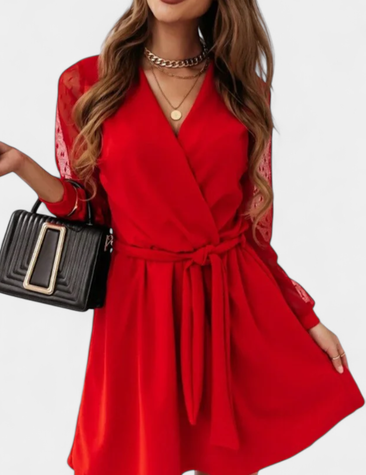 Calandra Vestido Mini Elegante con Escote Sofisticado y Silueta Favorecedora