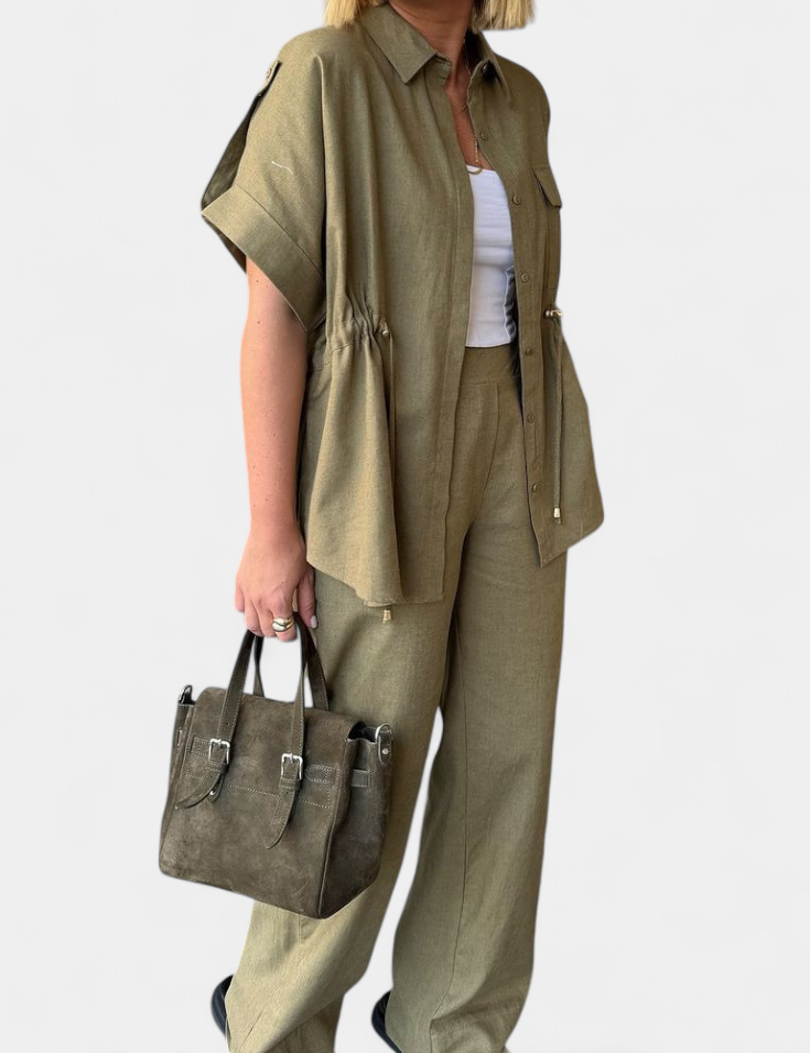 Lani Conjunto Relaxed de Camisa y Pantalones de Algodón y Lino