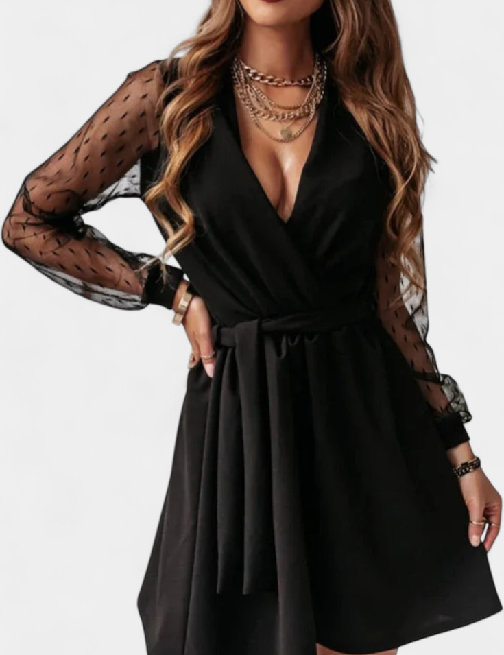 Calandra Vestido Mini Elegante con Escote Sofisticado y Silueta Favorecedora