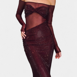 Dottie Vestido de Noche Off-Shoulder con Transparencias