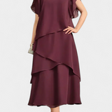 Cornelia Vestido Asimétrico de Chiffon con Silueta Flotante