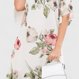 Tameka Vestido de Gasa Fluida con Pétalos y Mangas Transparentes