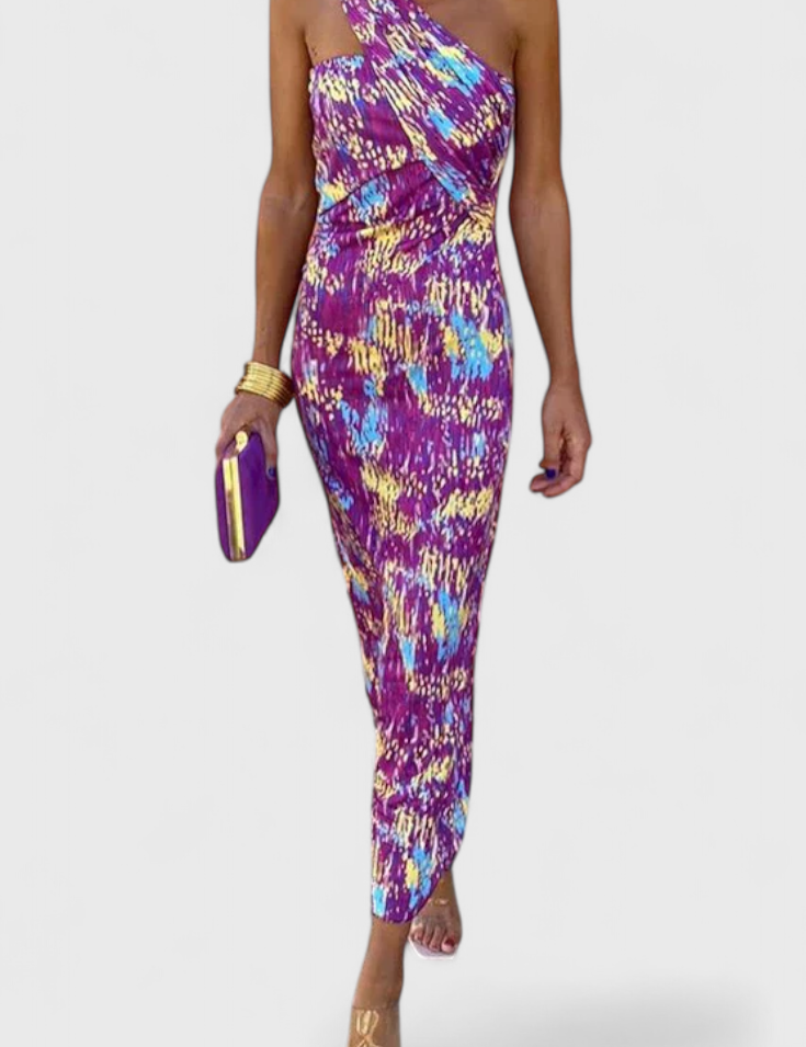 Julissa Vestido Maxi de Noche con Hombros Inclinados